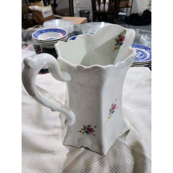 Vintage ceramic creamy white pitcher with Handpainted floral bouquets . size is - Picture 7 of 7